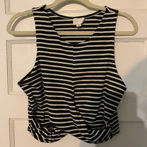 Dee Elly Striped Twist Front Crop Top